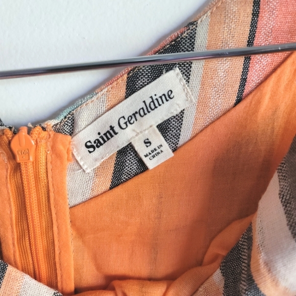 Saint Geraldine, Ivy Dress- Monaco Stripe, Tangerine/Grey/Cream/Light Teal,Small - Picture 8 of 16